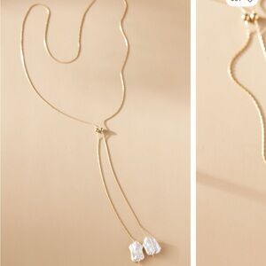 NWT Set & Stones Elliatt Lariat Gold and Pearl Necklace